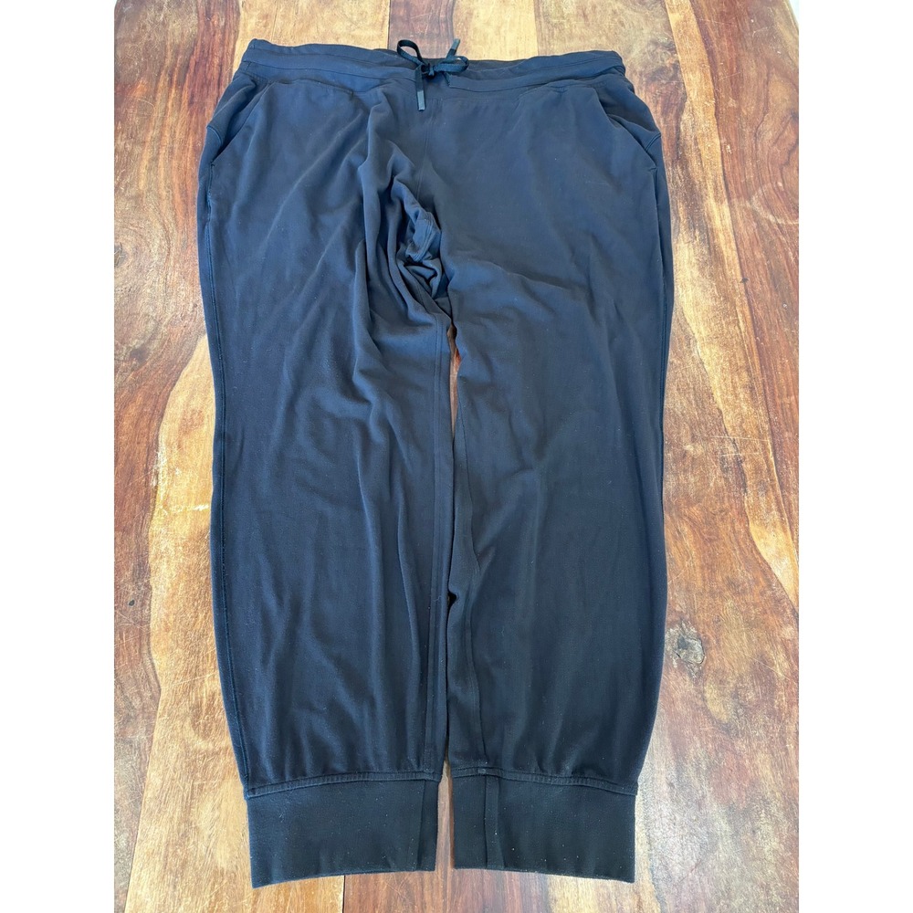 Lululemon jogger pants women sz 20 black stretch drawstring activewear lounge
